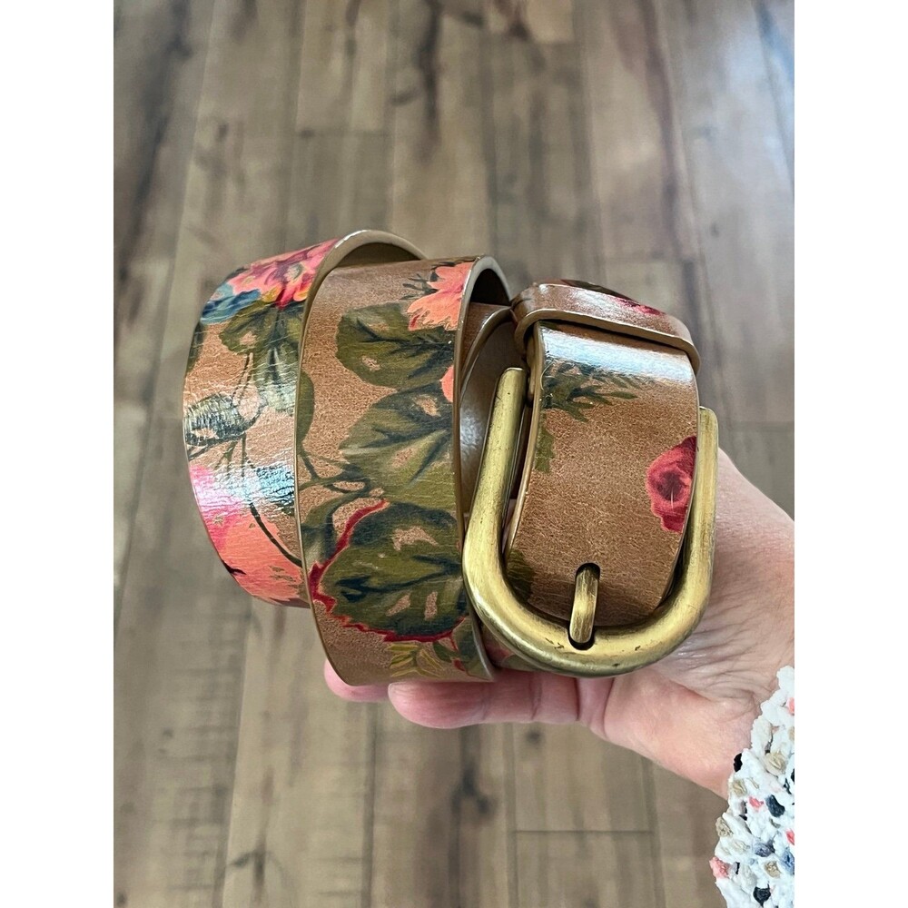 Patricia Nash Vietri Floral Leather Brown Belt Size Large - Picture 9 of 12